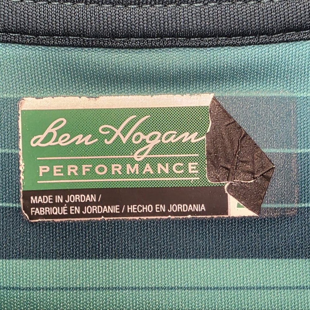 Ben Hogan Performance Teal and Green Striped Polo Shirt - Picture 2 of 2